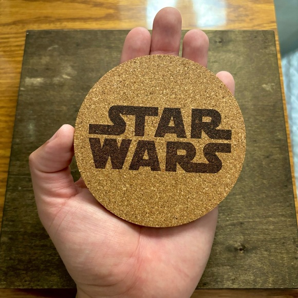 Star Wars Logo Laser Engraved Cork Coaster - Picture 3 of 5